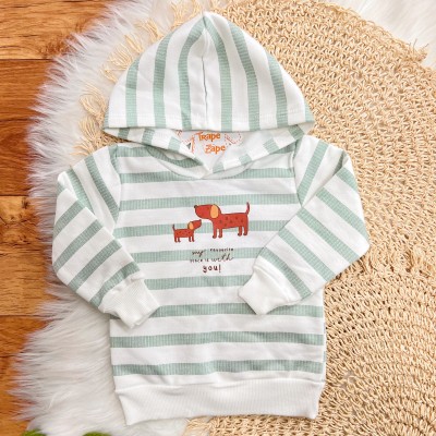 Conj. Casaco My Favourite Place is with you! e Calça de Moletom - Verde e Off White